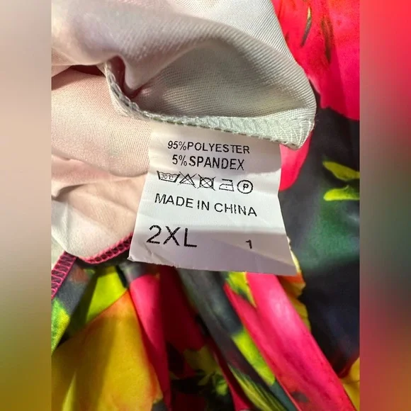 NWOT Off Shoulder Hawaiian Floral Bodycon Maxi Dress Size 2XL - Picture 4 of 5